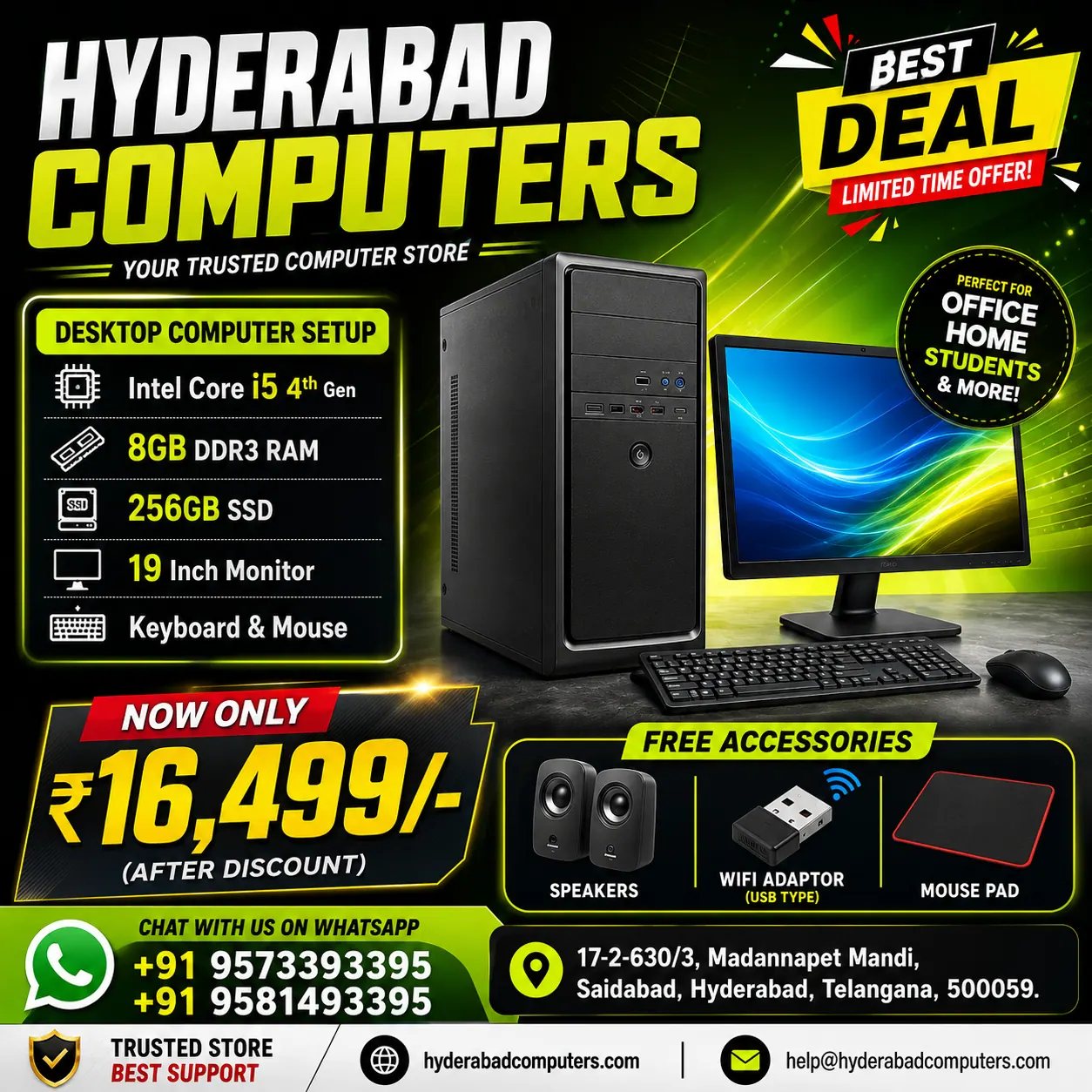 HYDERABAD COMPUTERS COMPLETE PC SET - Core i5 4th Gen